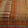 Sanskriti Vintage Ivory/Red Sarees 100% Pure Silk Printed Sari Craft Sustainable Fabric
