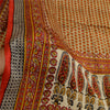 Sanskriti Vintage Ivory/Red Sarees 100% Pure Silk Printed Sari Craft Sustainable Fabric
