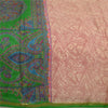 Sanskriti Vintage Sarees Pink & Green Pure Silk Printed Sari 5yd Craft Sustainable Fabric