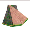 Sanskriti Vintage Sarees Pink & Green Pure Silk Printed Sari 5yd Craft Sustainable Fabric