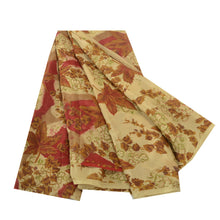 Load image into Gallery viewer, Sanskriti Vintage Sarees Indian Beige Pure Silk Printed Sari Soft Craft Fabric
