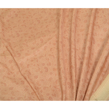 Sanskriti Vintage Sarees i lyserøde nuancer af tryk, vævet ren silkesari, håndværk af bæredygtigt stof