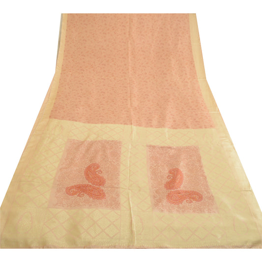 Sanskriti Vintage Sarees Shades of Pink Print Woven Pure Silk Sari Craft Sustainable Fabric