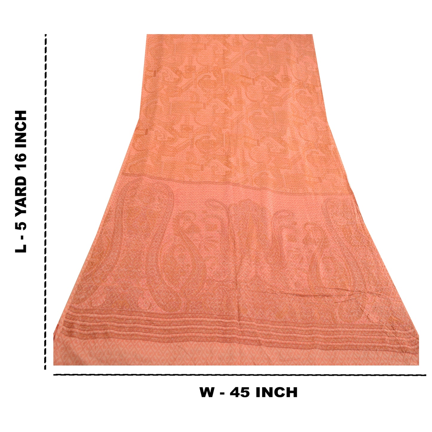 Sanskriti Vintage Sarees Indian Pastel-Red Pure Silk Printed Sari Craft Sustainable Fabric