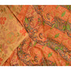 Sanskriti Vintage Sarees From India Saffron Pure Silk Printed Sari Craft Sustainable Fabric