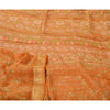 Sanskriti Vintage Sarees Brown Pure Silk Printed Sari Woven Border Craft Sustainable Fabric