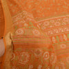 Sanskriti Vintage Sarees Brown Pure Silk Printed Sari Woven Border Craft Sustainable Fabric