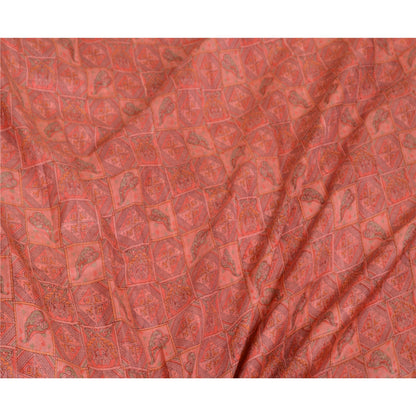 Sanskriti Vintage Sarees Pink Zari Border Ren Silke Trykt Sari Håndværk Bæredygtigt Stoff