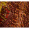 Sanskriti Vintage Sarees Yellow/Brown Women Printed Pure Silk Sari Craft Sustainable Fabric