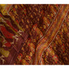 Sanskriti Vintage Sarees Yellow/Brown Women Printed Pure Silk Sari Craft Sustainable Fabric