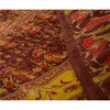 Sanskriti Vintage Sarees Yellow/Brown Women Printed Pure Silk Sari Craft Sustainable Fabric