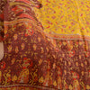 Sanskriti Vintage Sarees Yellow/Brown Women Printed Pure Silk Sari Craft Sustainable Fabric