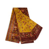Sanskriti Vintage Sarees Yellow/Brown Women Printed Pure Silk Sari Craft Sustainable Fabric