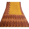 Sanskriti Vintage Sarees Yellow/Brown Women Printed Pure Silk Sari Craft Sustainable Fabric