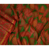 Sanskriti Vintage Sarees Red Zari Border Pure Silk Printed Sari Craft Sustainable Fabric