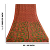 Sanskriti Vintage Sarees Red Zari Border Pure Silk Printed Sari Craft Sustainable Fabric