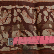 Load image into Gallery viewer, Sanskriti Vintage Sarees Cream/Brown Batik Printed Pure Silk Sari Craft Fabric

