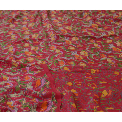 Sanskriti Vintage Sarees Indian Purple Pure Silk Printed Sari 5 YD Craft Sustainable Fabric