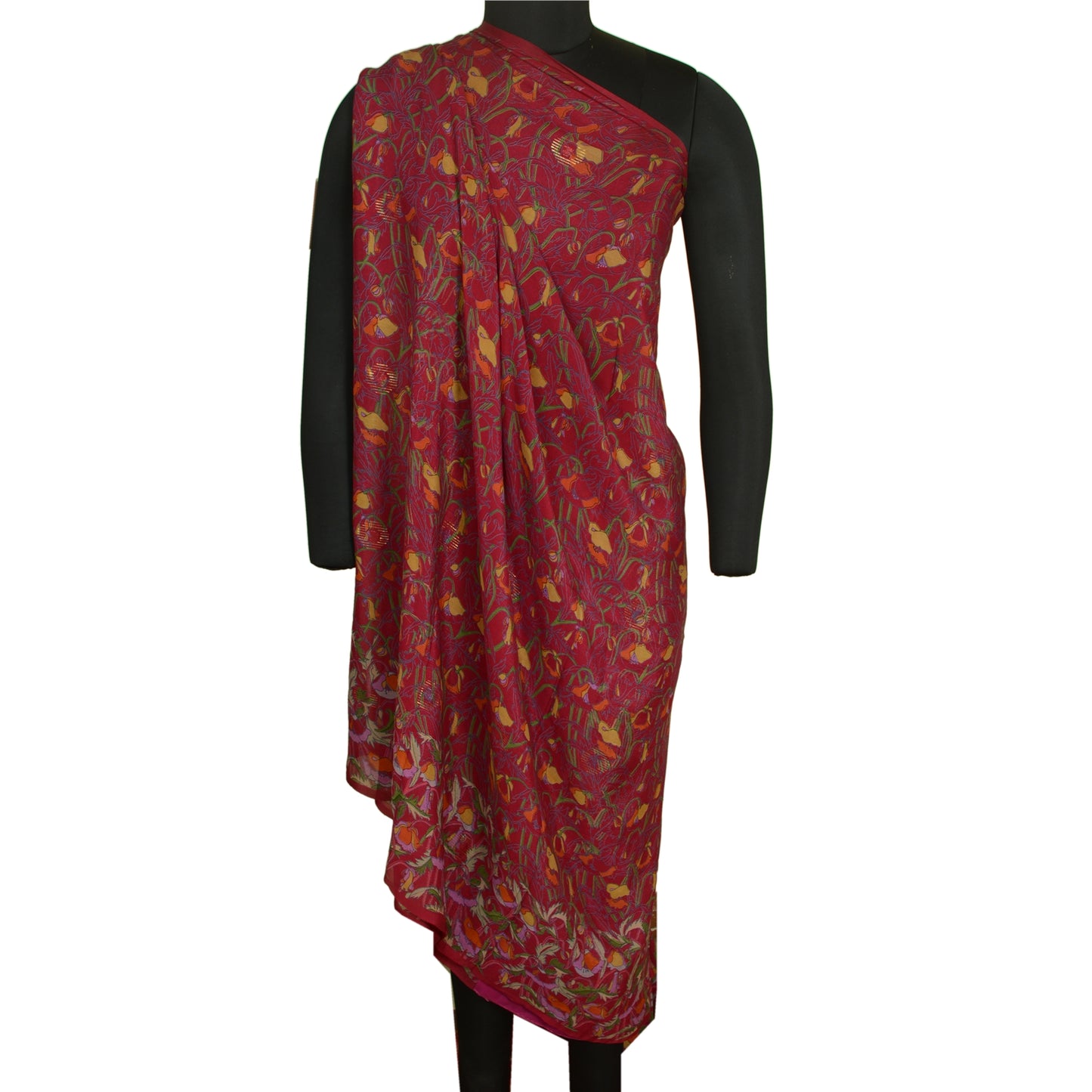 Sanskriti Vintage Sarees Indian Purple Pure Silk Printed Sari 5 YD Craft Sustainable Fabric