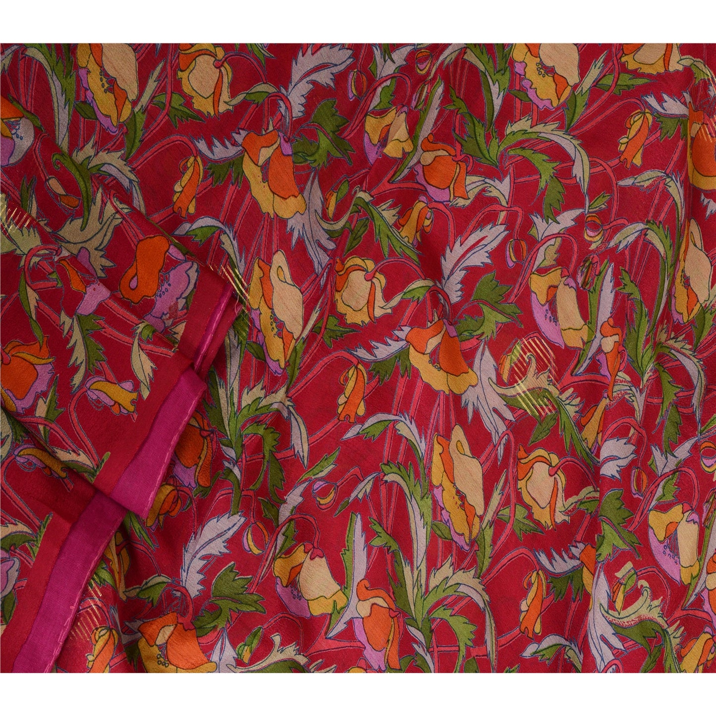 Sanskriti Vintage Sarees Indian Purple Pure Silk Printed Sari 5 YD Craft Sustainable Fabric