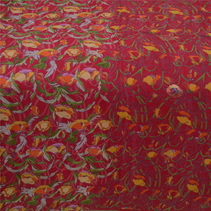 Sanskriti Vintage Sarees Indian Purple Pure Silk Printed Sari 5 YD Craft Sustainable Fabric