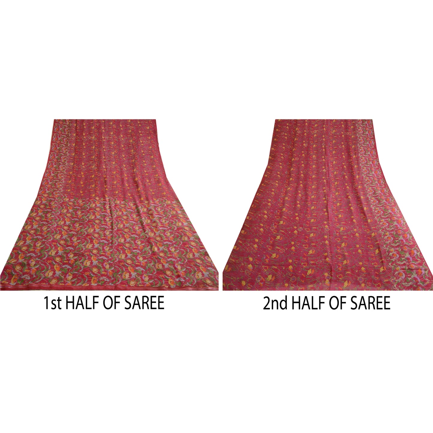 Sanskriti Vintage Sarees Indian Purple Pure Silk Printed Sari 5 YD Craft Sustainable Fabric