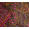 Sanskriti Vintage Sarees Pink Zari Border Pure Silk Printed Sari Craft Sustainable Fabric