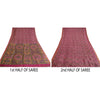 Sanskriti Vintage Sarees Pink Zari Border Pure Silk Printed Sari Craft Sustainable Fabric