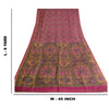 Sanskriti Vintage Sarees Pink Zari Border Pure Silk Printed Sari Craft Sustainable Fabric
