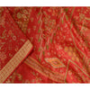 Sanskriti Vintage Sarees Red Woven Border Pure Silk Printed Sari Craft Sustainable Fabric