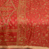 Sanskriti Vintage Sarees Red Woven Border Pure Silk Printed Sari Craft Sustainable Fabric