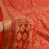 Sanskriti Vintage Sarees Red Woven Border Pure Silk Printed Sari Craft Sustainable Fabric