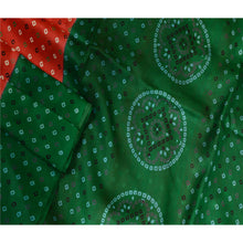Load image into Gallery viewer, Sanskriti Vintage Sarees Orange/Green Bandhani Print Pure Silk Sari Deco Fabric
