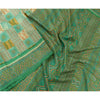 Sanskriti Vintage Sarees Indian Green 100% Pure Silk Printed Sari Craft Sustainable Fabric