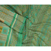 Sanskriti Vintage Sarees Indian Green 100% Pure Silk Printed Sari Craft Sustainable Fabric