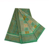 Sanskriti Vintage Sarees Indian Green 100% Pure Silk Printed Sari Craft Sustainable Fabric