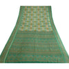 Sanskriti Vintage Sarees Indian Green 100% Pure Silk Printed Sari Craft Sustainable Fabric