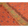 Sanskriti Vintage Sarees Orange Hand Block Printed Pure Silk Sari Craft Sustainable Fabric