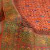 Sanskriti Vintage Sarees Orange Hand Block Printed Pure Silk Sari Craft Sustainable Fabric
