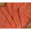 Sanskriti Vintage Sarees Orange Hand Block Printed Pure Silk Sari Craft Sustainable Fabric