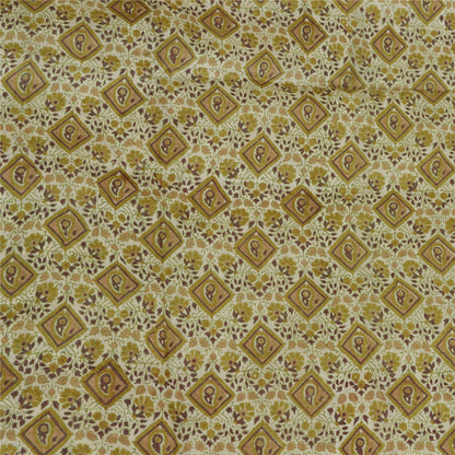 Sanskriti Vintage Sarees From india Green Printed Pure Silk Sari Craft Sustainable Fabric