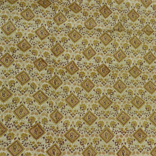 Sanskriti Vintage Sarees From india Green Printed Pure Silk Sari Craft Sustainable Fabric