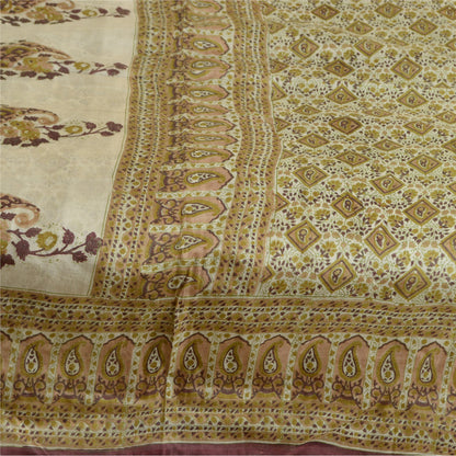 Sanskriti Vintage Sarees From india Green Printed Pure Silk Sari Craft Sustainable Fabric