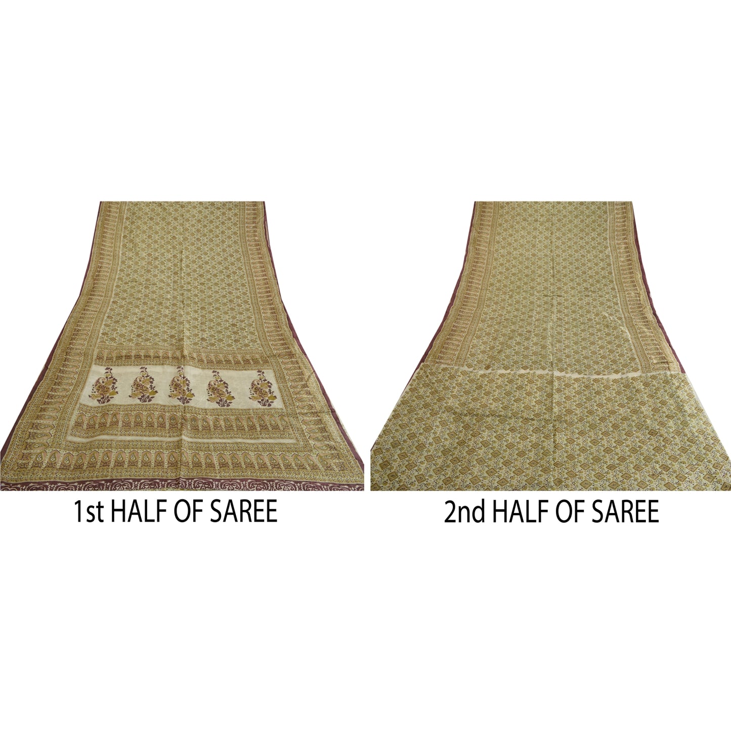 Sanskriti Vintage Sarees From india Green Printed Pure Silk Sari Craft Sustainable Fabric