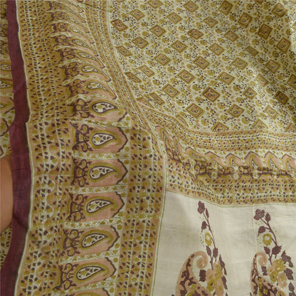 Sanskriti Vintage Sarees From india Green Printed Pure Silk Sari Craft Sustainable Fabric