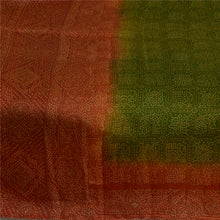 Load image into Gallery viewer, Sanskriti Vintage Sarees Green/Orange Bandhani Printed Pure Silk Sari Fabric
