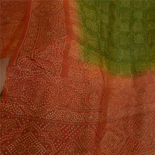 Load image into Gallery viewer, Sanskriti Vintage Sarees Green/Orange Bandhani Printed Pure Silk Sari Fabric
