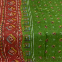 Load image into Gallery viewer, Sanskriti Vintage Sarees Green/Red Pure Silk Bandhani Printed Sari Craft Fabric
