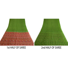 Load image into Gallery viewer, Sanskriti Vintage Sarees Green/Red Pure Silk Bandhani Printed Sari Craft Fabric
