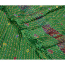 Load image into Gallery viewer, Sanskriti Vintage Sarees Green Pure Silk Bandhani Printed Woven Sari 5yd Fabric
